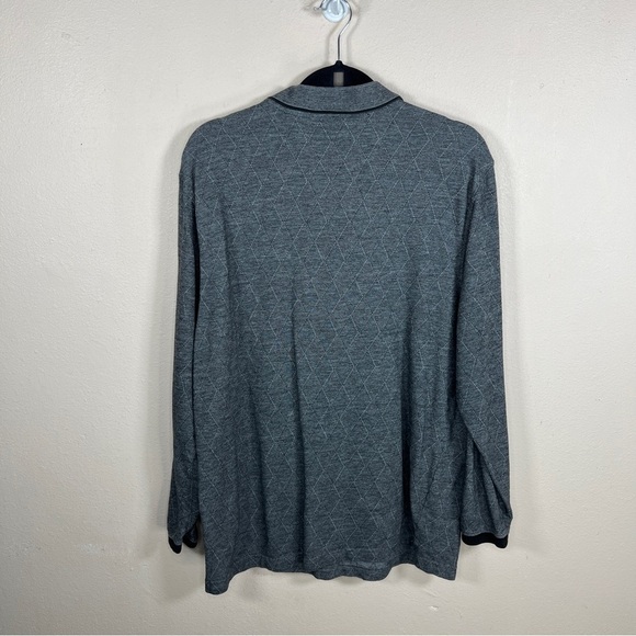VINTAGE LARGE GEORGE GREY ARGYLE LONG SLEEVE POLO ACADEMIA STRETCH - Picture 5 of 11
